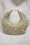 Buy_ADWITA BAGS & JEWELS_Gold Embellished Torani Pearl Chaand Bag _at_Aza_Fashions