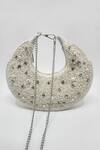 Shop_ADWITA BAGS & JEWELS_White Embellished Torani Pearl Cluster Chaand Bag _at_Aza_Fashions