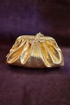 Buy_ADWITA BAGS & JEWELS_Gold Embellished Textured Plain Pouchette Bag _at_Aza_Fashions