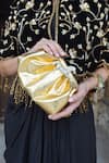 Buy_ADWITA BAGS & JEWELS_Gold Embellished Horse Brooch Pouchette Bag _at_Aza_Fashions