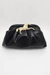 ADWITA BAGS & JEWELS_Black Embellished Horse Brooch Bag _Online_at_Aza_Fashions