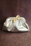 Buy_ADWITA BAGS & JEWELS_Silver Embellished Horse Brooch Textured Bag _at_Aza_Fashions