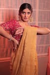 Shop_Priyal Bhardwaj_Gold Tissue Plain Shimmer Finish Saree _Online_at_Aza_Fashions