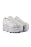 Buy_Anaar_Silver Acrylic Mirror Saturday Night And Cutdana Embroidered Sneakers _at_Aza_Fashions