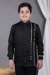 Buy_Little Brats_Black Cotton Blend Machine Embroidery Rockstar Lace Shirt _Online