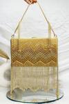 Buy_Kainiche By Mehak_Gold Bead Nalki Fringe Embellished Bag _at_Aza_Fashions