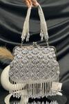Buy_Kainiche By Mehak_Silver Stone Fleur Embellished Clutch Bag _at_Aza_Fashions