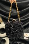 Buy_Kainiche By Mehak_Black Stone Heart Crystal Tassel Bag _at_Aza_Fashions