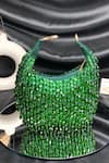 Shop_Kainiche By Mehak_Green Sequin Crystal And Bead Embellished Bag _at_Aza_Fashions