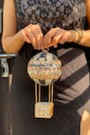 Buy_Kainiche by Mehak_Gold Crystal Hot Air Balloon Clutch _at_Aza_Fashions