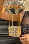 Shop_Kainiche by Mehak_Gold Crystal Hot Air Balloon Clutch _Online_at_Aza_Fashions