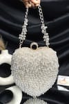 Buy_Kainiche by Mehak_Silver Stone Heart Shaped Crystal Embellished Bag _at_Aza_Fashions