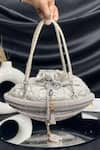 Buy_Kainiche by Mehak_Silver Gracious Boat Shimmery Quilted Potli Bag _at_Aza_Fashions