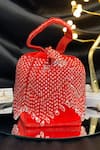 Shop_Kainiche by Mehak_Red Stone Tassel Saanjh Work Heart Bag _at_Aza_Fashions