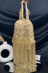 Buy_Kainiche by Mehak_Gold Sequin Zoya Fringed Embellished Bag _at_Aza_Fashions