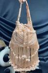 Buy_Kainiche by Mehak_Rose Gold Sequin Rimjhim Long Fringed Potli Bag _at_Aza_Fashions