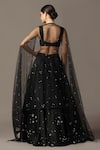 Shop_Pooja Peshoria_Black Satin Hand Embroidery Crystals Sweetheart Neck Lehenga Set _at_Aza_Fashions