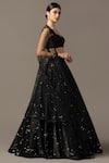 Buy_Pooja Peshoria_Black Satin Hand Embroidery Crystals Sweetheart Neck Lehenga Set _Online_at_Aza_Fashions