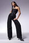 Shop_CILVR_Black 30% Viscose Crushed Texture D Cut Pant _at_Aza_Fashions