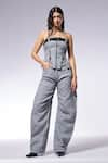 Buy_CILVR_Grey 30% Viscose Crushed Texture D Cut Long Pant _at_Aza_Fashions