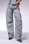 CILVR_Grey 30% Viscose Crushed Texture D Cut Long Pant _Online_at_Aza_Fashions