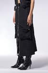 Buy_CILVR_Black 30% Viscose Crush Textured High Waist Cargo Skirt With Belt _Online_at_Aza_Fashions