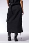 Shop_CILVR_Black 30% Viscose Crush Textured High Waist Cargo Skirt With Belt _Online_at_Aza_Fashions