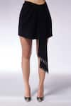 CILVR_Black 30% Viscose Closed Neck Metal Septum Embellished Top With Draped Skirt _at_Aza_Fashions