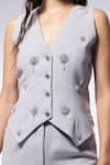 Buy_CILVR_Grey 30% Viscose Embroidery Cutdana Flora V Neck Waistcoat _Online_at_Aza_Fashions