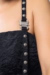 Buy_CILVR_Black 30% Viscose Embellished Metal Stud Urban Hardware Crushed Corset Top 