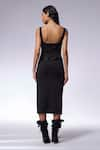 Shop_CILVR_Black 90% Polyester Solid Scoop Neck Jersey Dress With Belt _at_Aza_Fashions