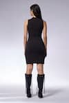 Shop_CILVR_Black 90% Polyester 10% Spandex Zipper High Asymmetric Detailed Bodycon Dress _at_Aza_Fashions