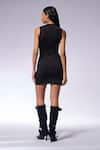 Shop_CILVR_Black 90% Polyester 10% Spandex Zipper High Asymmetric Detailed Short Dress _at_Aza_Fashions