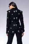 Shop_CILVR_Black 30% Viscose 70% Polyester Hand Embroidery Floral Cosmos Midnight Jacket _at_Aza_Fashions