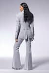 Shop_CILVR_Grey 30% Viscose 70% Polyester Hand Embroidery Floral Peak Blazer With Pant _at_Aza_Fashions