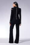 CILVR_Black 30% Viscose 70% Polyester Metal Septums Spine Detailed Jacket With Pant _Online_at_Aza_Fashions