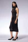 Buy_CILVR_Black 90% Polyester 10% Spandex Embellished Metal Septum Halter Band Tie Dress _Online_at_Aza_Fashions