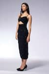 Buy_CILVR_Black 30% Viscose 70% Polyester Embroidered Bead Sweetheart Cut-out Corset Dress _Online_at_Aza_Fashions