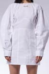 Buy_CILVR_White 60% Cotton 40% Polyester Plain Round Panelled Dress _Online_at_Aza_Fashions