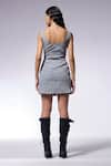 Shop_CILVR_Grey 30% Viscose 70% Polyester Embellished Metal Textured Buckled Strap Dress _at_Aza_Fashions