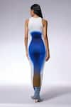 Shop_CILVR_Blue 90% Polyester 10% Spandex Printed Trompe-l-oeil Round Gradient Dress _at_Aza_Fashions