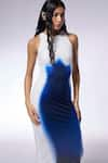 Buy_CILVR_Blue 90% Polyester 10% Spandex Printed Trompe-l-oeil Round Gradient Dress _Online_at_Aza_Fashions