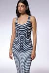 Shop_CILVR_Grey 90% Polyester 10% Spandex Printed Trompe-l-oeil Scoop Optic Dress _Online_at_Aza_Fashions