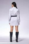 Shop_CILVR_White 60% Cotton 40% Polyester Embellished Metal Septum Sleeve Trucker Dress _at_Aza_Fashions