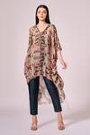 Buy_Koswi_Multi Color Viscose Print Aztec V Neck Kaftan Set _at_Aza_Fashions