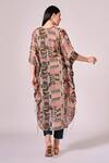 Shop_Koswi_Multi Color Viscose Print Aztec V Neck Kaftan Set _at_Aza_Fashions