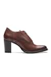 Dang Shoes_Brown Perforated Textured Leather Boots _Online_at_Aza_Fashions