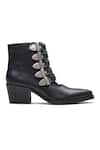 Dang Shoes_Black Embellished Buckled Leather Boots _Online_at_Aza_Fashions
