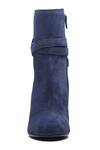Shop_Dang Shoes_Blue Plain Navy Suede Bow Ankle Boots _at_Aza_Fashions