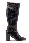Shop_Dang Shoes_Black Textured Crocodile Leather Boots _Online_at_Aza_Fashions